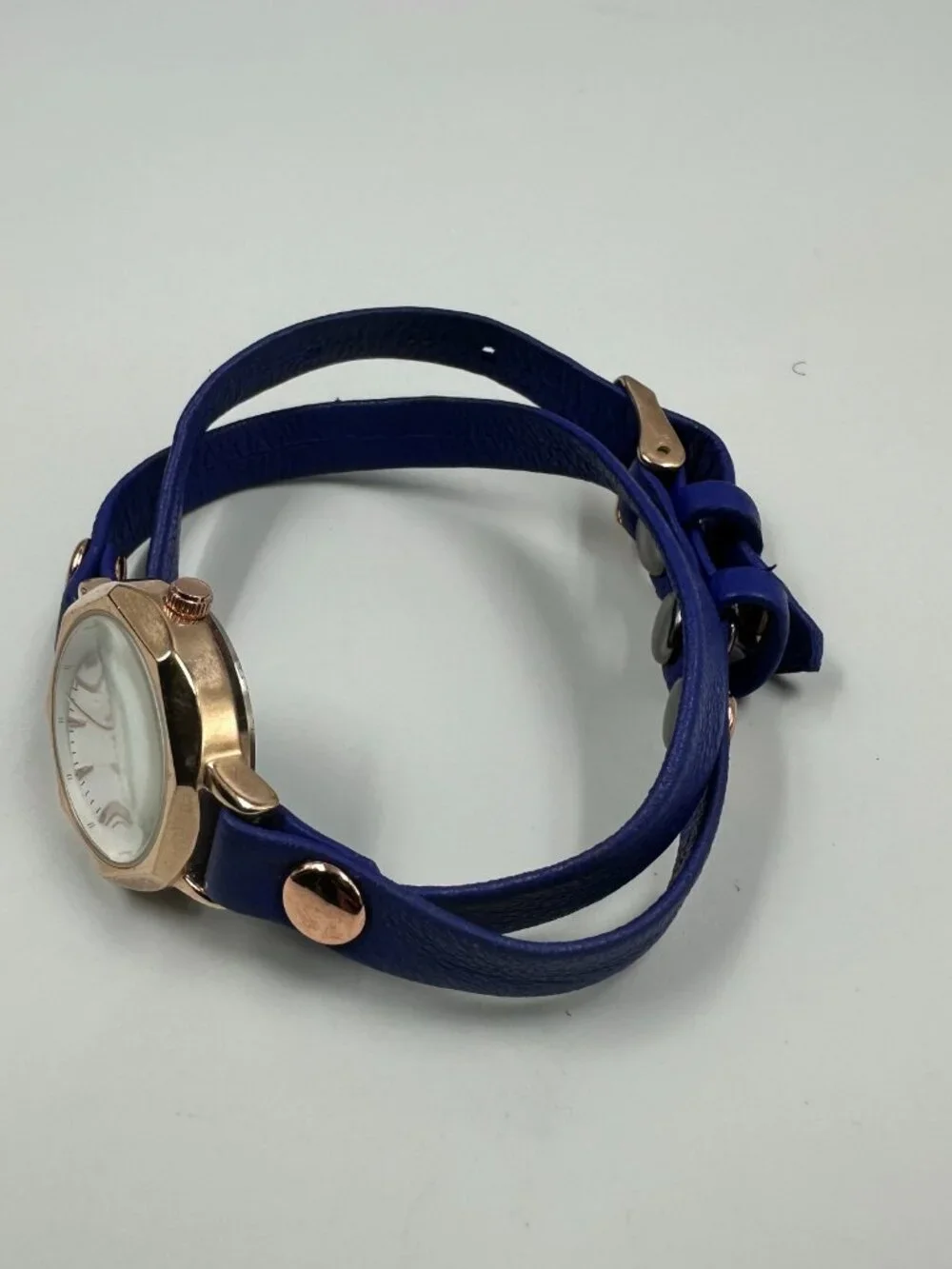 3/$30 La Mer Collection Watch Rose Gold Tone Blue Wrap Around Band  New Battery